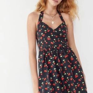 Urban Outfitter Cherry Linen Halter Dress